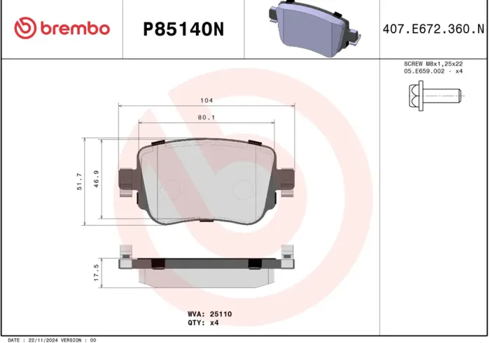 Pastilha de Freio traseira Brembo Audi A1 Q3 VW Golf Gti TSI  /polo tsi