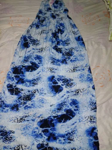 Vestido Longo Estampado Azul