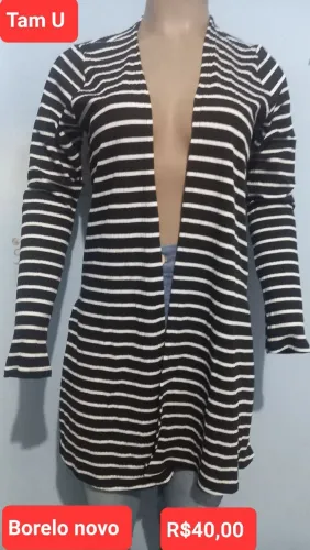 Cardigan listrado preto e branco - Tamanho U
