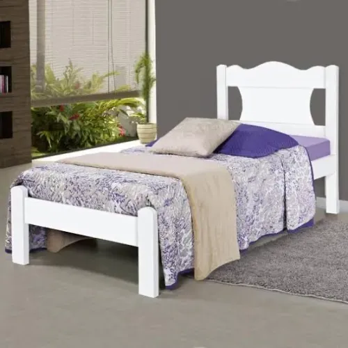 Cama de solteiro branca Munique 18349 - ENTREGA HOJE !!!