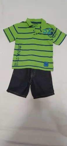 Conjunto Infantil Verão - Camiseta e Bermuda Jeans