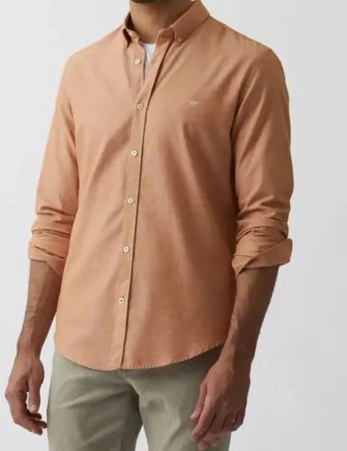 camisa aviator slim fit oxford terracota tam 3