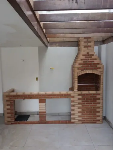 Churrasqueira e base pra bancada e pia de 2 metros tijolo vermelho com a ponta clara