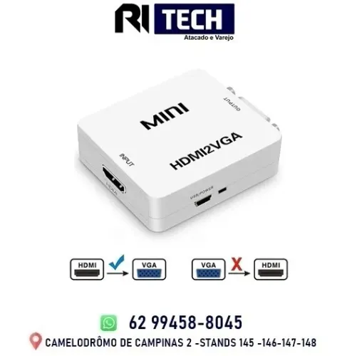 Mini Conversor Adaptador HDMI para VGA + Áudio Monitor Tv
