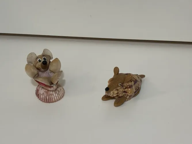 Animais Decorativos de Concha - Ratinho e Tatu