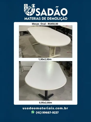 Mesas de Reunião Oval Branca
