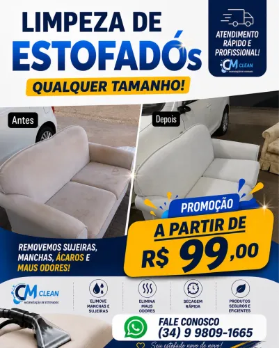 Higienização profissional de estofados.