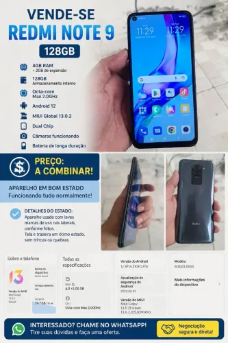 Celular Redimi Note 9 XIAOMI