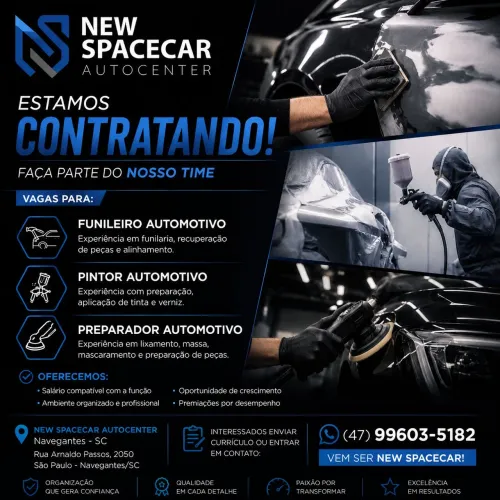 New SpaceCar contrata reparadores funileiro, pintor e preparador