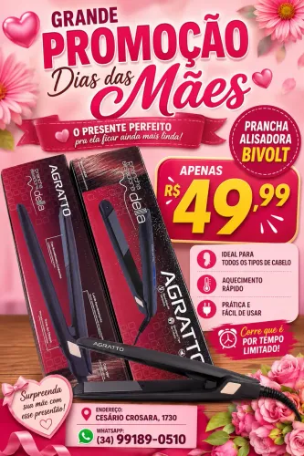 Prancha de cabelo para dias das mães grande promoções 