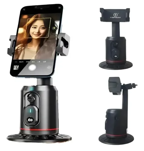 Gimbal de mesa com reconhecimento facial gira 360°
