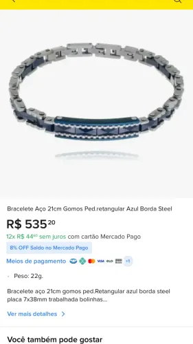 Pulseira Rosso Original em aço, com placa lisa Azul/trabalhada com uma zircônia Azul.