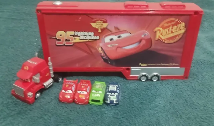 Caminhão Maleta Mack Transporter + 4 Carrinhos Micro Drifters Disney Pixar raro