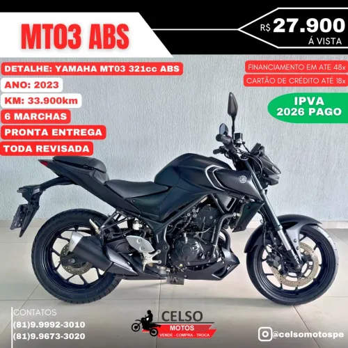 MT03 2023 ABS Extra! 33.000km - IPVA 2026 Pago! Financio até 48x aceito sua moto na troca