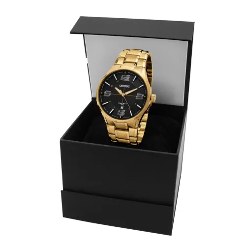 Relógio Orient Masculino Dourado Original Com Data - Novo Na Caixa