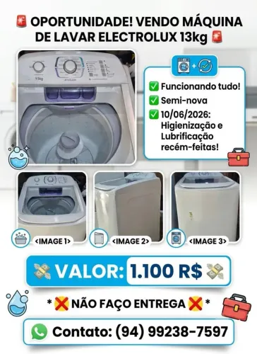 Máquina Electrolux 13kg (Semi-Nova)