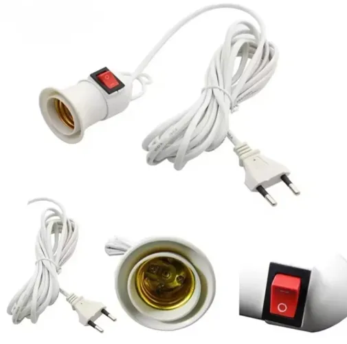Extensão para lâmpada com boquilha E27 e interruptor