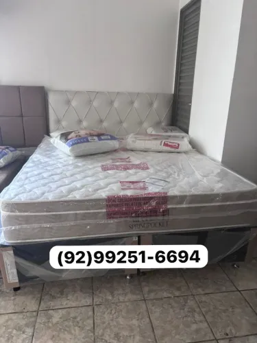 cama queen size ortobom 2 travesseiros de brinde