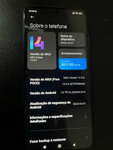 Celular Xiaomi Poco X3 GT 128 gigas 