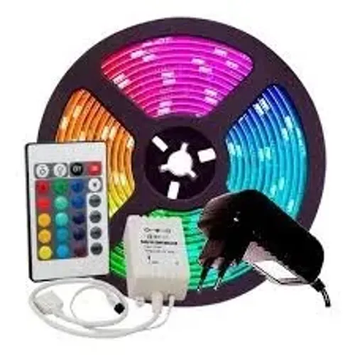 Fita led colorida rgb 5 metros com fonte bivolt e controle