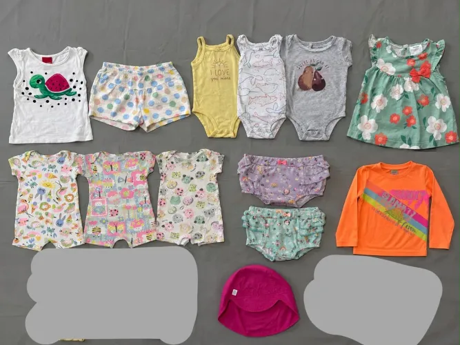 Lote kit roupa bebê menina tamanho gg 1 kukie up baby carters