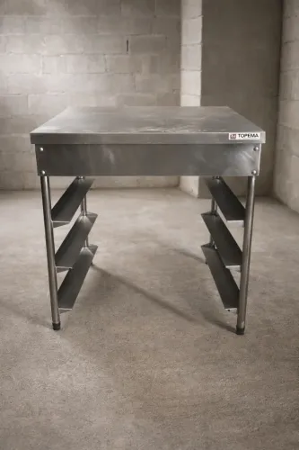 Mesa em Aço Inox com Apoio para Pães - Topema - Uso Profissional