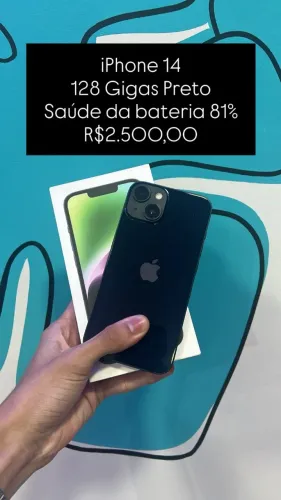Seminovo: iPhone 14 128GB | Saúde da Bateria 81% | R$2.500,00