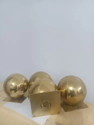 Conjunto de 4 perna de sofá de latão maciço de 5 polegadas redonda resistente