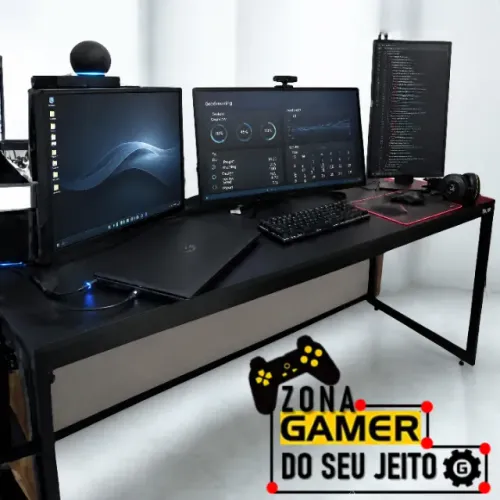Mesa Gamer Reforçada 1,8m NOVA Multiuso Industrial para Escritório Computador Notebook