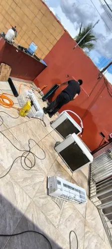 Limpeza ar condicionado máquinas lavar e seca 