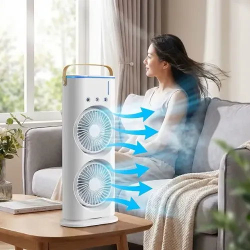 Ventilador Duplo Portátil com Umidificador