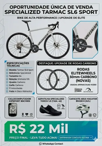 SPECIALIZED TARMAC SL6 SPORT | COMPLETO | R$ 22.000
