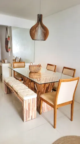 Mesa de Jantar Moderna 2,00 x 1,00 m - Conjunto Completo
