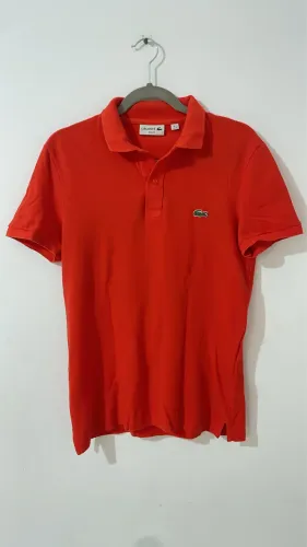 Camisa polo lacoste slim fit laranja pp (detalhe)