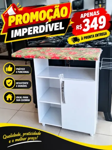 Precisando organizar a área de serviço,temos  tábua de passar com armário.