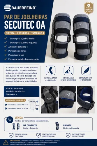 Par de Joelheiras Bauerfeind SecuTec OA - Direita + Esquerda - Tamanho 4