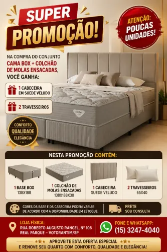 CAMA BOX  + COLCHÃO DE MOLAS A PRONTA ENTREGA 