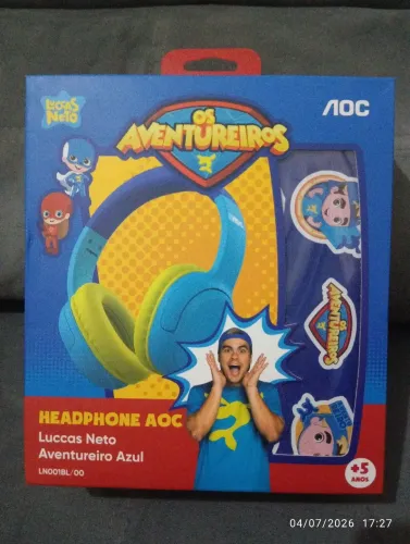 Fone Bluetooth Infantil AOC Os Aventureiros (Luccas Neto) - Novo Na Caixa