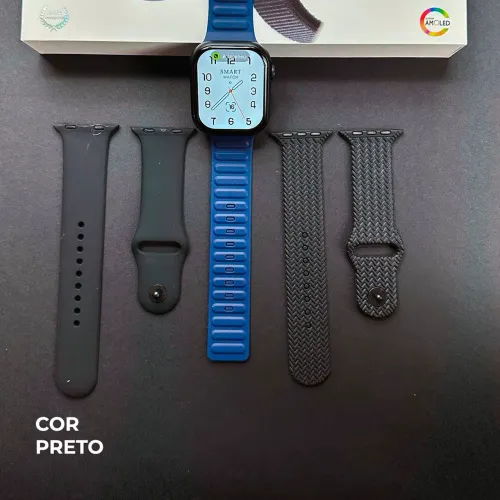 Smartwatch N10 Kit 3 Pulseiras AMOLED 2.01? com Ligações<br>