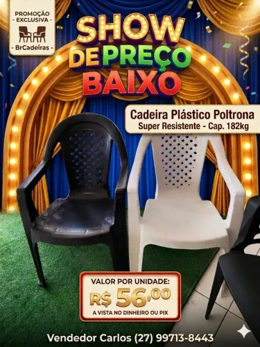 Cadeira Plástico Poltrona com Encosto Alto 182kg