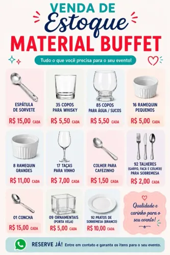 Pratos, copos, talheres etc...