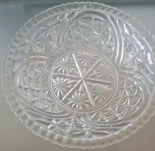 Saladeira de vidro lapidado vintage 27cm