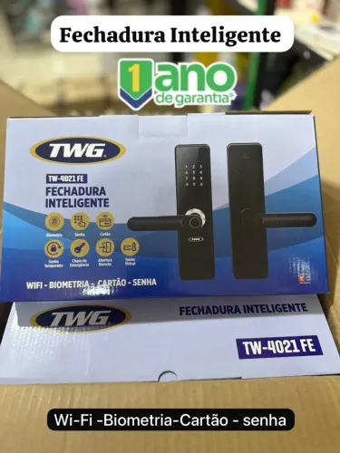 Fechadura Eletrônica Smart TWG - Abertura por Digital, Senha e Celular