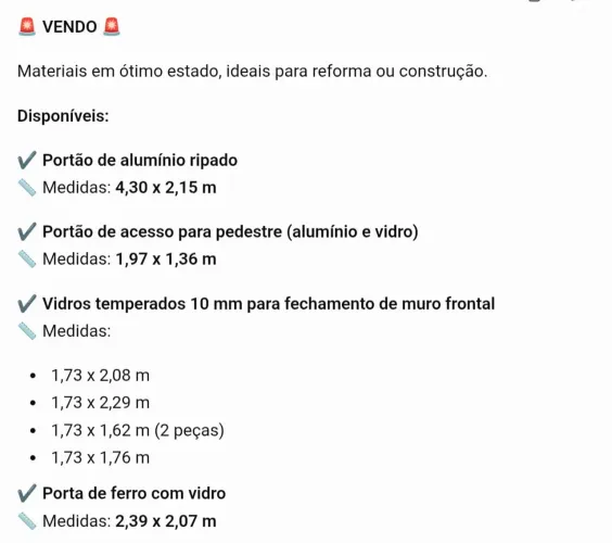 VENDO PORTÃO E VIDROS PARA MURO FRONTAL