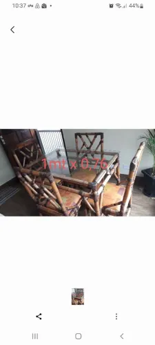 Jogo mesa 4 cadeiras bambu