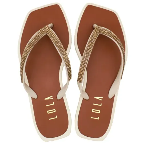 Chinelo Feminino Adulto Lola com brilho Bege Ouro 7BEGEOR