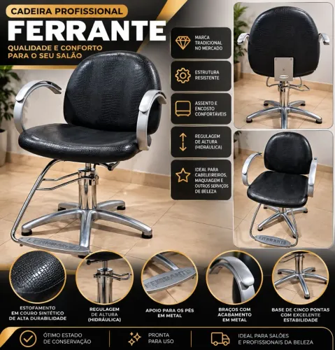 Cadeira Profissional Ferrante para Salão de Beleza - Excelente Estado<br>