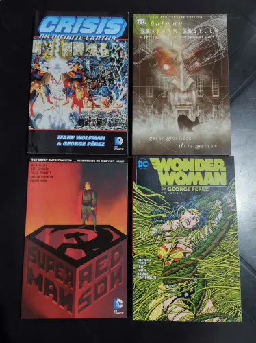 HQs importadas DC - Red Son, Arkham Asylum, Wonder Woman Pérez, Crisis on infinite Earth