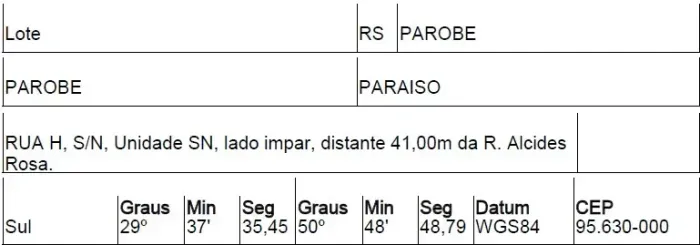 Oportunidade Única em PAROBE - RS | Tipo: Terreno | Negociação: Venda Direta Online | Situ