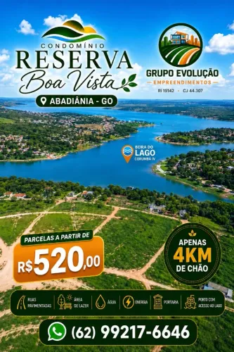 Condomínio Reserva Boa vista, lotes de 500mtsº PARCELAS APARTIR DE R$520,00 SEM ANALÍSE.